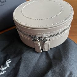 Wolf Hard Case Leather Travel Jewelry Box 
