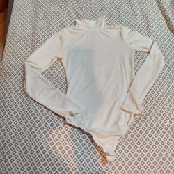 Ladies Blanc Turtleneck Bodysuit 