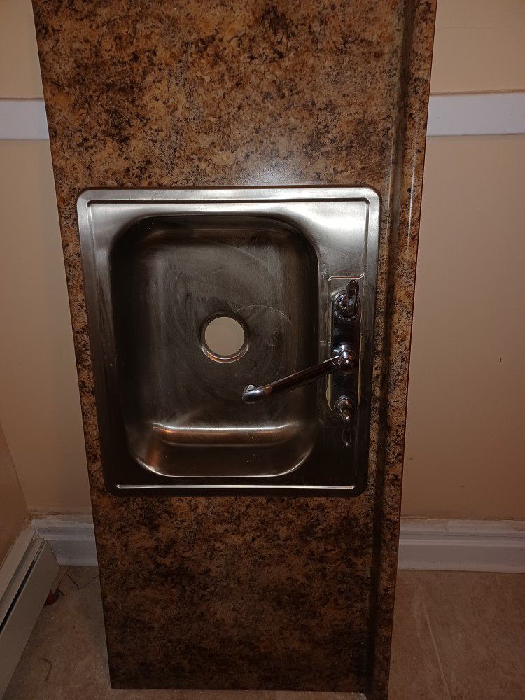 57 Inch Kitchen Counter Top With Sink, Faucet And Water Line Hoses / $125 Or Best Offer