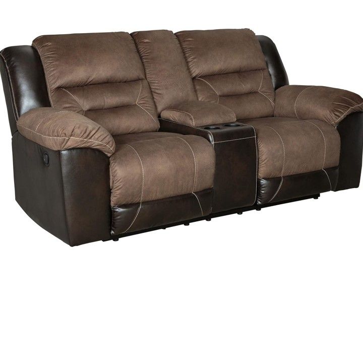 New /Opened Box Ashley Loveseat , Brown Faux Leather