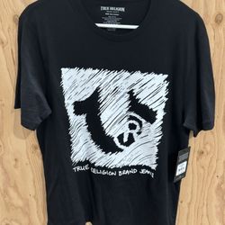 True Religion Jet Black Scribble Tee Medium