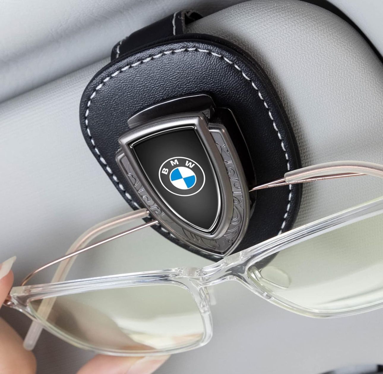 qiandao Sunglasses Holder for BMW X1 X3 X7 X5 X6 1 3 5 6 Series Z4 7 M Series Visor,Glasses Holder for BMW Car Visor Sunglasses Holder Clip-on Car Gla