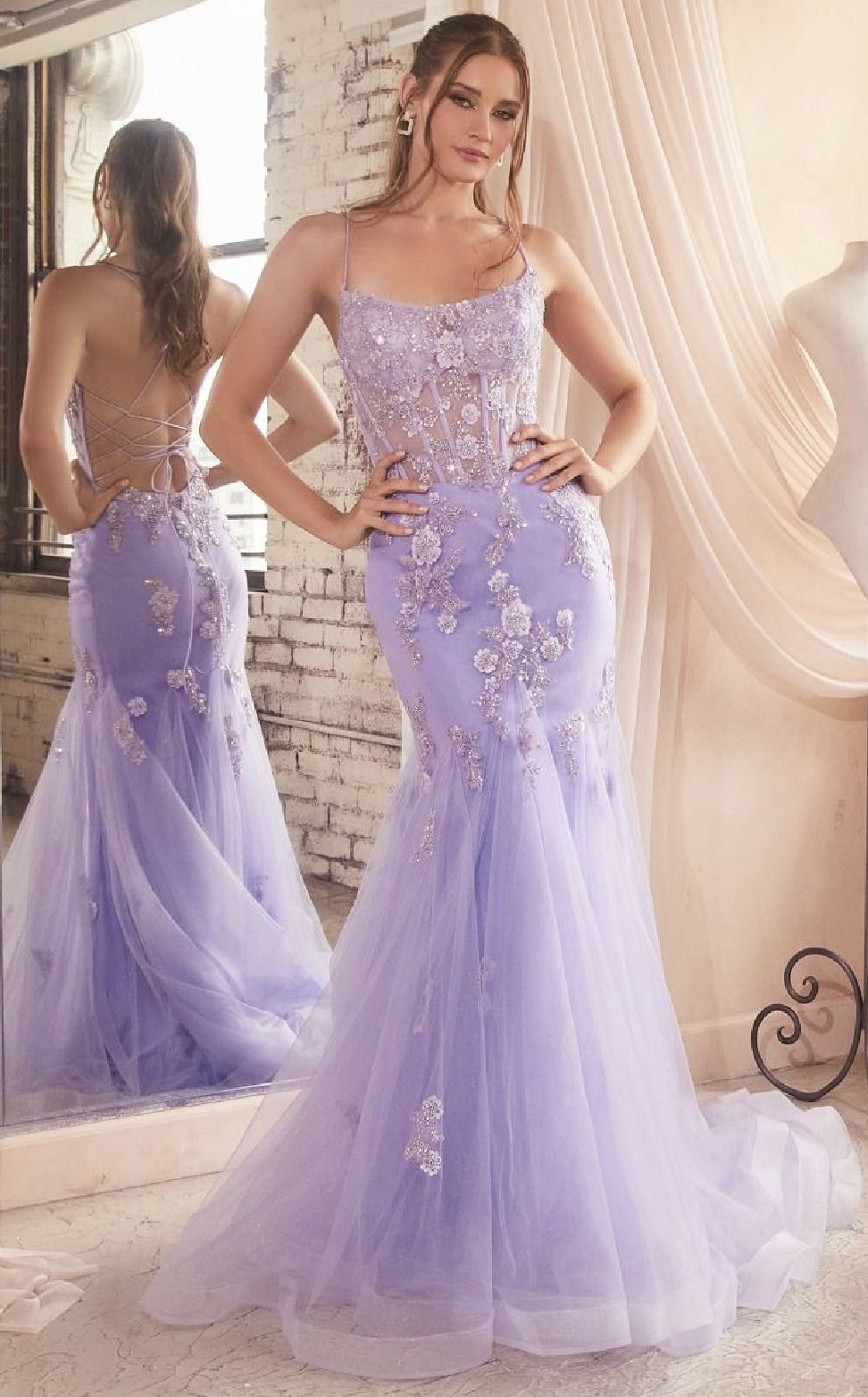 New With Tags Lilac Corset Bodice Long Formal Dress & Prom Dress $255