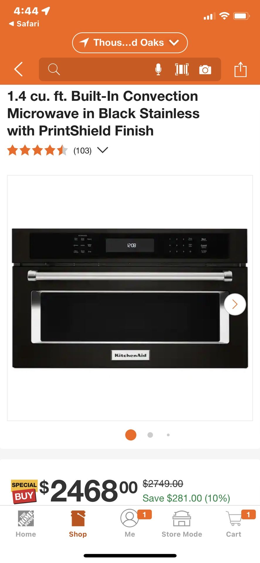 NEW KITCHEN AID IN BOX 27” 220 Volt CONVECTION BUILTIN MICROWAVE WITH DROP DOWN DOOR AND FACTORY WARRANTY 2/10/24