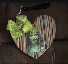 The Exorcist Green Striped Wristlet Handmade
