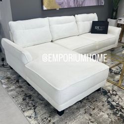 White Linen Sofa Sectional🔥financing Available 