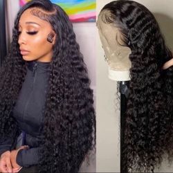 100% Human Hair 36 Inch Curly Wig  Wig