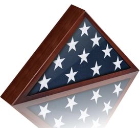 Flag Display Case for 5x9.5 Flag - Solid Wood - Glass Front