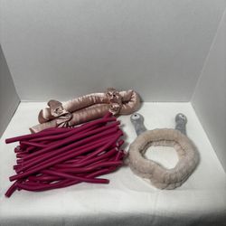 Heatless Curler Bundle (30 Pieces Dark Pink Curler, 1 Satin Curler With 2 Scrunchies, Stretchy Fabric Headband 