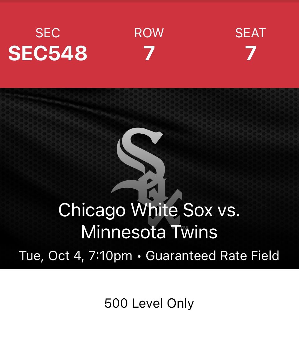 Chicago White Sox Tickets (2)