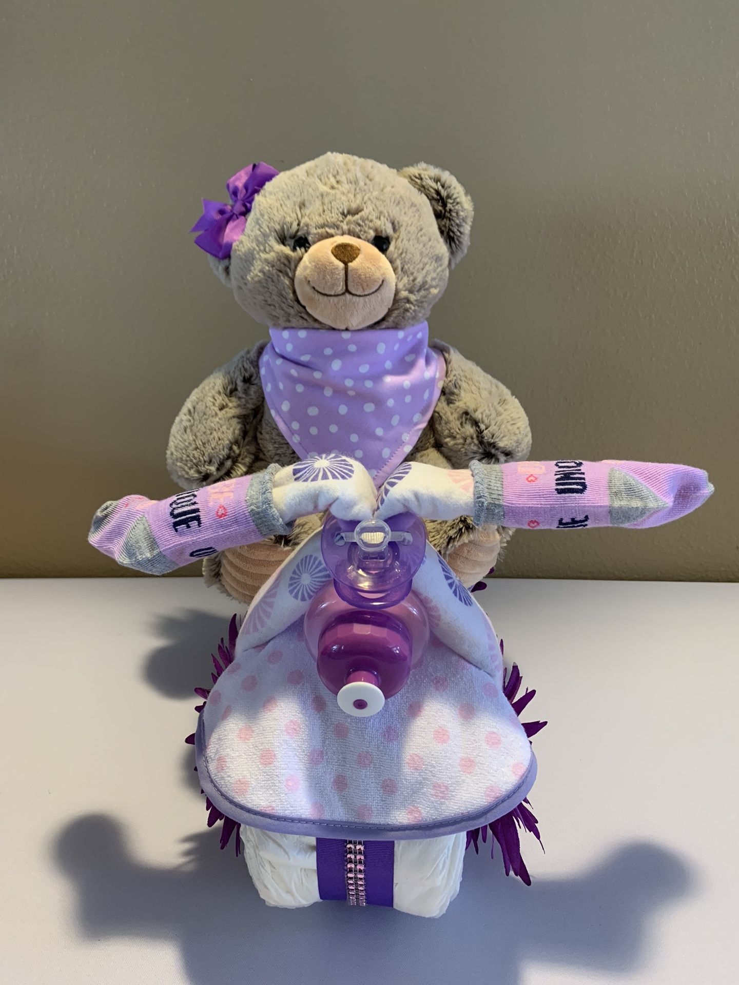 Bicycle Diaper Cake - Purple
