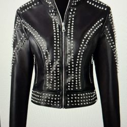 leather rivet jacket size L
