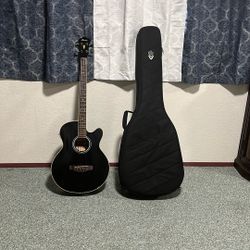 Ibanez Acoustic-Electric Bass Guitar Black And Guild Deluxe Bag