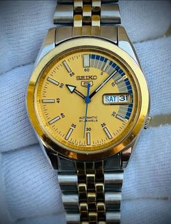 Seiko Two-Tone Yellow Dial Automatic with Blue Accents