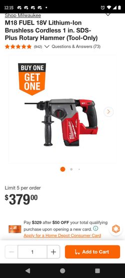 Milwaukee 18V M18 FUEL 1-In SDS-Plus Rotary Hammer