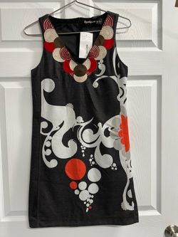 Desigual Womens Metallic Gray Sleeveless VNeck Dress - Size Medium - EUC