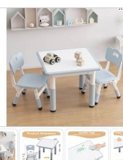 NEW Kids Table And 2 Chairs Set, Height Adjustable Toddler Activity Table