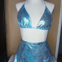 Aqua Three Piece Bikini Including Skirt
