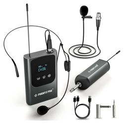 Phenyx Pro Single Digital Wireless Microphone System, w/Mini Receiver, Bodypack Transmitter,