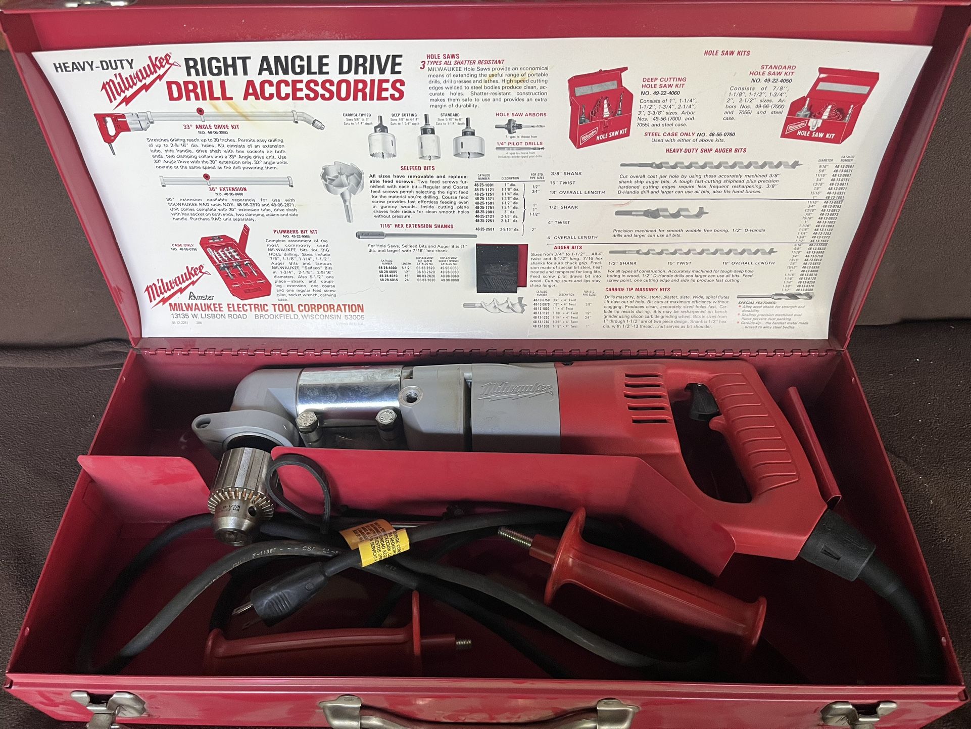 Milwaukee 1107-1 Right Angle Drill Excellent Condition