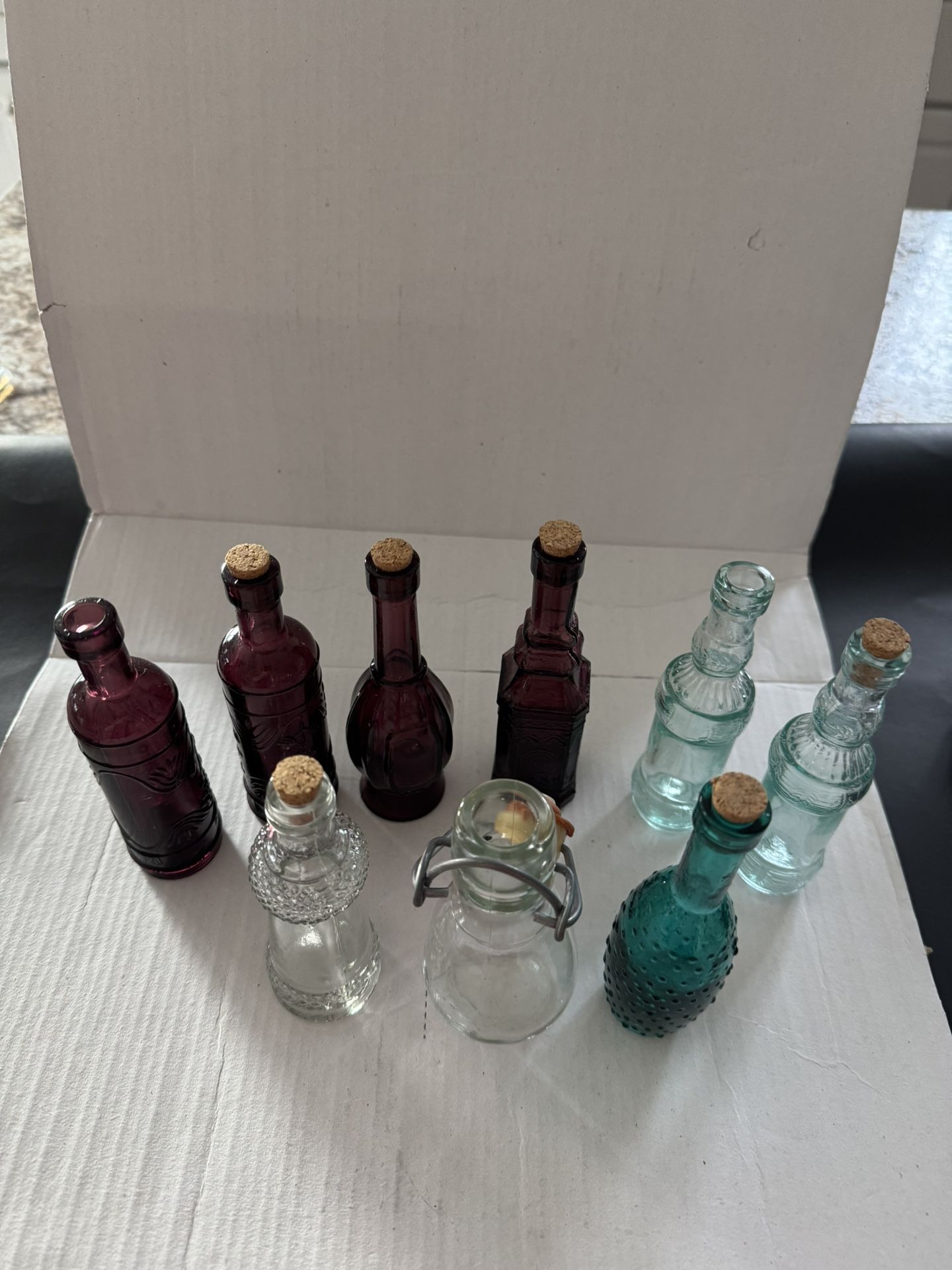 VTG 9 Glass Miniature Bottles From The 70’s