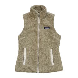 Patagonia Los Gatos Vest Womens XS Small Beige Deep Pile Fleece Sherpa Full Zip