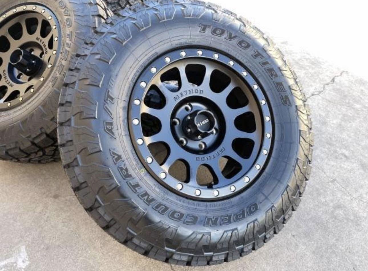 17" Chevy wheels METHOD rims Silverado Tahoe Sierra Yukon 6x5.5 tires Bronco Ranger Titan Armada
