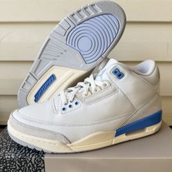 Nike Air Jordan 3 Retro Shoes 'Lucky Shorts' White Blue CT8532-101 Men's Size 10