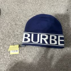 Blue And White Burberry Beanie 