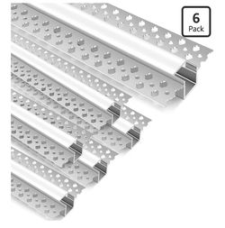 Aluminum LED Channel 3.3ft/1M 6Pack, Plaster-in Trimless Recessed Aluminum Profile for LED Strip Lights, Double Edge Drywall Mount LED Strip Diffuser 