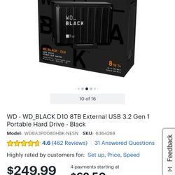8TB   WD BLACK D10 - Gaming Hard drive.