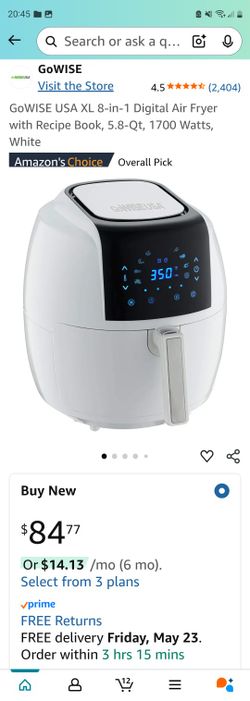 GoWISE USA XL 8-in-1 Digital Air Fryer 5.8-Qt, 1700 Watts, White