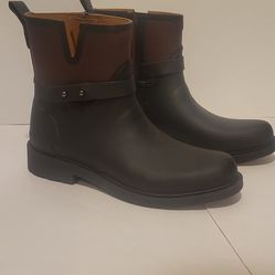 Rag and Bone Moto Rain Boots Women's Size EU41/11 Black Maroon Waterproof