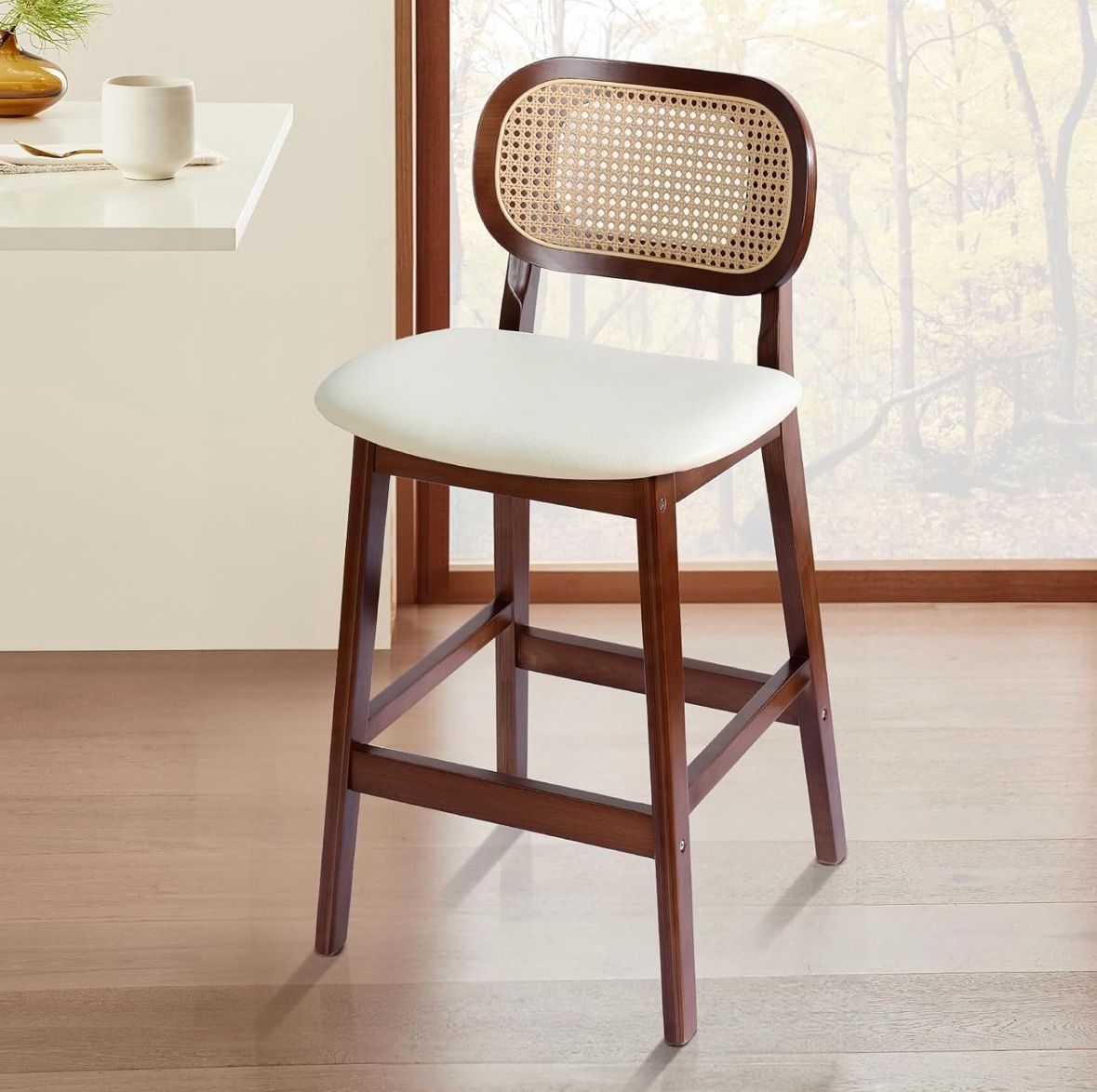 Rattan Counter Height Bar Stools (3)