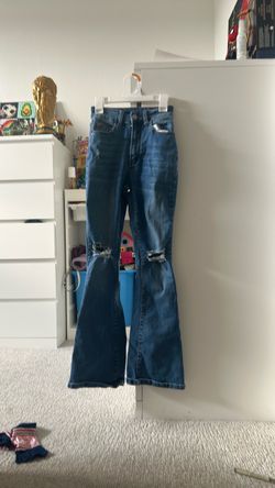 SHEIN, blue flared ripped jeans, size XXSmall in women