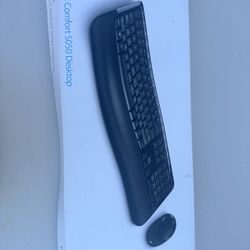 DELUX Bluetooth Wireless Split Ergonomic Keyboard Mouse Set Combo w/ Palm Rest