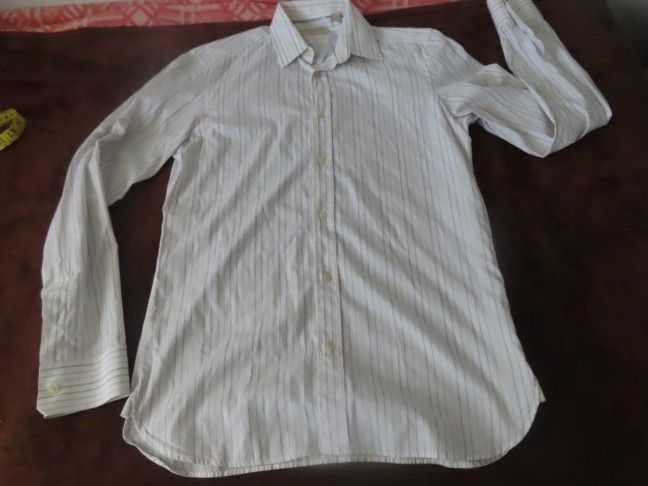 Burberry Mens Shirt Size 15.5/39 Long Sleeve Button White purple Striped