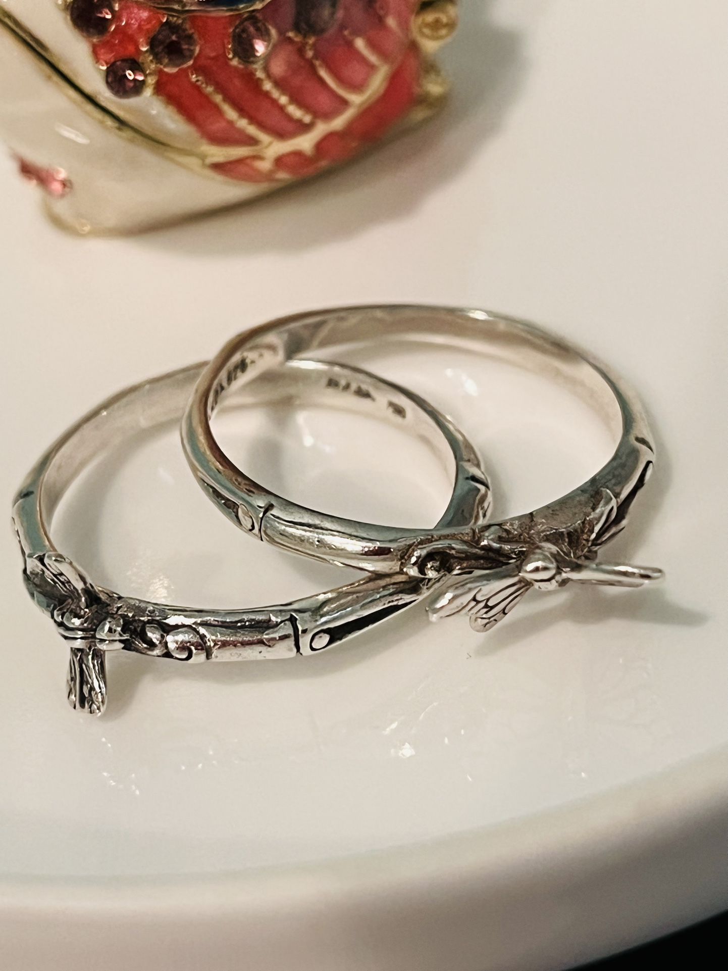 925 Silver Sarda Vintage Rings Size 12 Butterfly And Dragonfly
