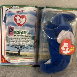TY PEANUT The Royal Blue Elephant 1995 McDonalds Beanie Baby RARE RETIRED And SEALED 