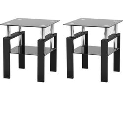 Two Square Glass End Tables*Brand New In Box*