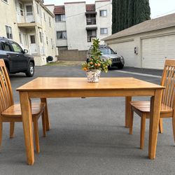 Solid Wood Dining Table With 2 Chairs 
