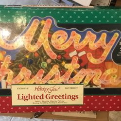Holiday glow lighted greetings.  Does Not Light Up ... It Needs Looking Into.   No Cracks Or Scratches