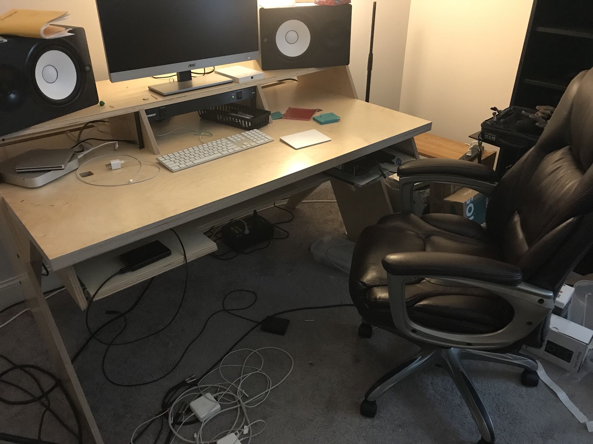 Output Platform Studio Desk and nice Leather chair