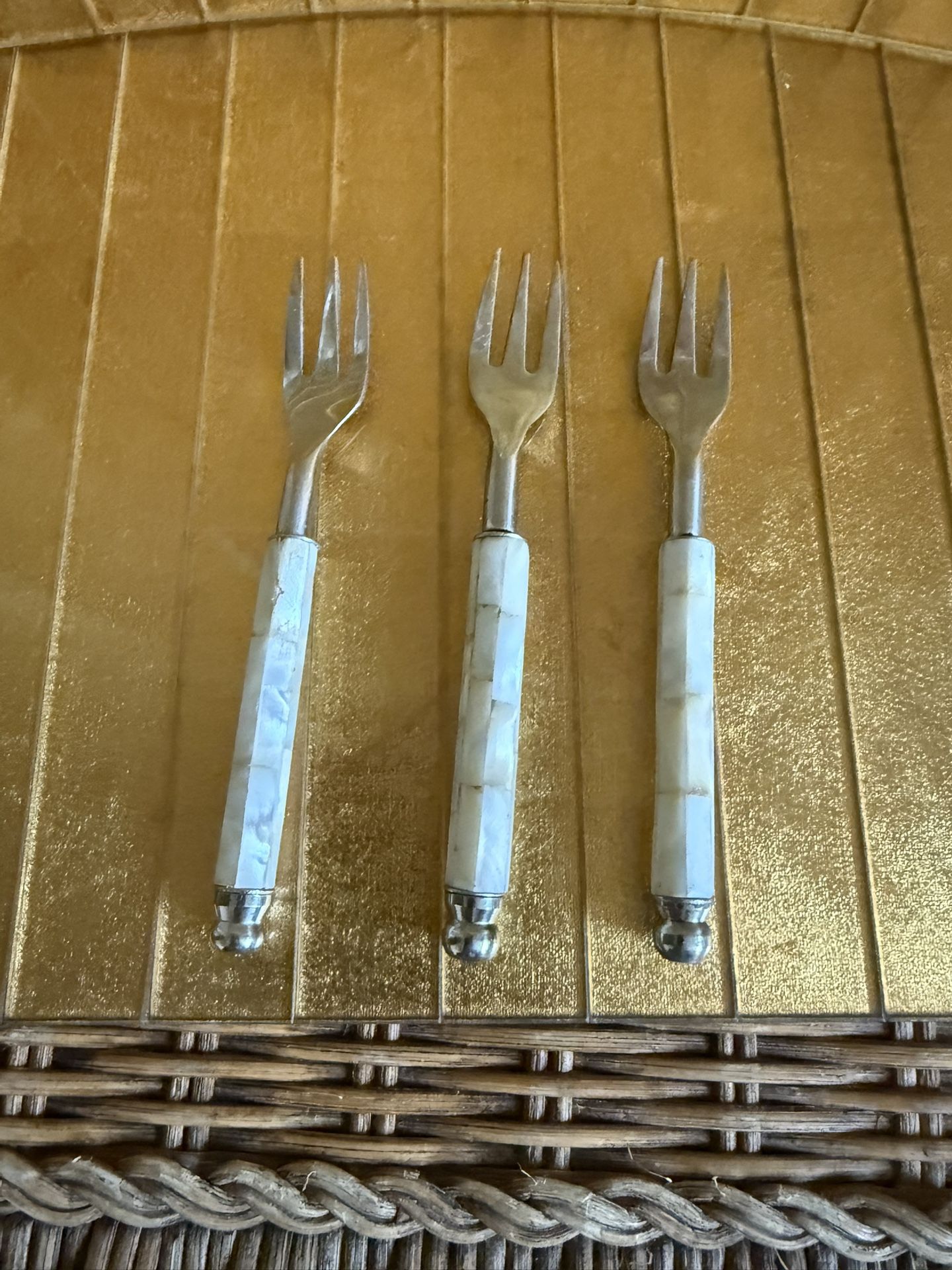 X3 Mother Pearl Cocktail Forks From