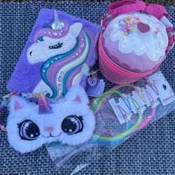 New! Claire’s Unicorn diary, Cupcake Purse, Sleep Mask, Hair Clips