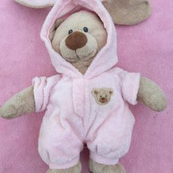 Ty Pluffies Love To Baby Pink PJ Bear Plush Non-Removable Bunny Pajamas 2007