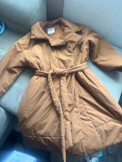 Camel Belted Puffer Coat