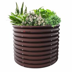 Anleolife 36" Round Raised Garden Bed - Metal Planter, 168 Gal