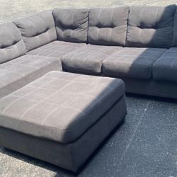 Gray Ashley Sectional Couch with  Ottoman 