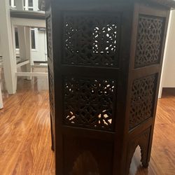 Antique Dark Cherry wood Hexagon End Table